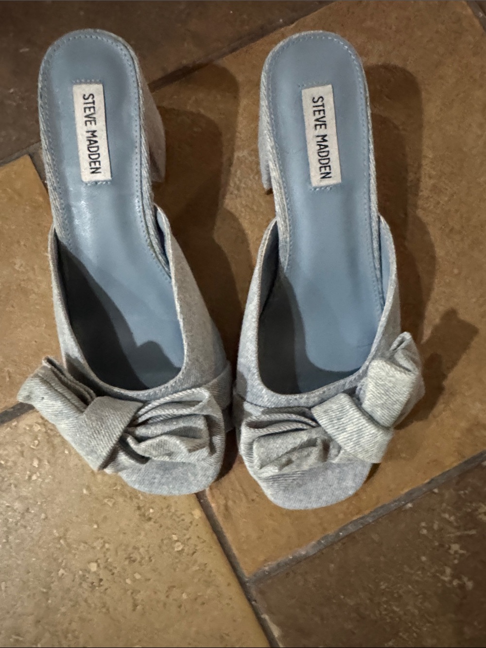 Steve Madden Light Blue Bow Mules